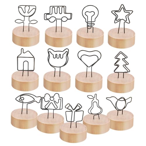 SOIMISS 13Stücke Tischkartenhalter aus Holz mit Clips Stabiler Foto Holzständer für Hochzeiten Memo Halter für Tischdekoration zur Präsentation von Bildern und Notizen von SOIMISS