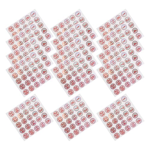 SOIMISS 15 Blatt Selbstklebende Wasserfeste Nummernaufkleber Rot Reißfest für Flaschen Becher und Behälter Langlebige Identifikationsetiketten für Outdoor Schule und Büro von SOIMISS