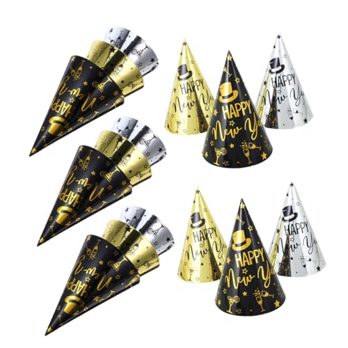 SOIMISS 15 Stück „frohes Neues Jahr“-kegelhüte, Partyhüte, Lustige Kegelhüte Für Silvester, Festliche Kegelhüte, Papierkegelhüte, Partyzubehör von SOIMISS
