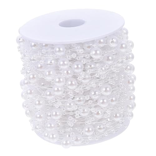 SOIMISS 1Roll kreative perlenkette DIY verzierung Gold Hochzeit Strassperlen Reize dekorativ büro dekoration office decoration partydekoration Perlendekor perlenkette DIY Harz Weiß von SOIMISS