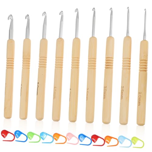 SOIMISS 1Satz Häkelnadeln mit Holzgriff Teiliges Garnwebwerkzeug Maschenmarkierern für Präzises Stricken und Vielseitige DIY Projekte von SOIMISS