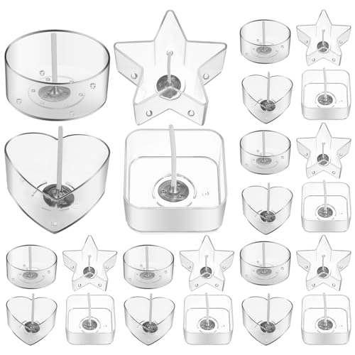 SOIMISS 1Satz Teelichtbecherhalter mit Kerzenwachs Dochten für DIY Kerzenherstellung Klare Teelicht Gläser Verschiedenen Formen Herz Stern Hochtransparente von SOIMISS