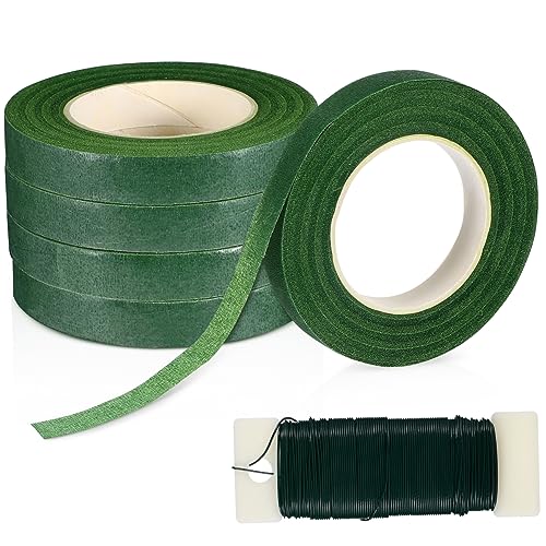 SOIMISS 1Satz Tiefgrünes Klebeband Grüner Draht für DIY Blumenarrangements Geeignet für Kranzherstellung und Kreative Handwerksprojekte von SOIMISS