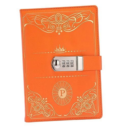 SOIMISS 1Stück Vintage PU Tagebuch mit Codeschloss Orange Notizbuch für Journaling Reisen Notizen als Klassischer und Einzigartiger Stil von SOIMISS