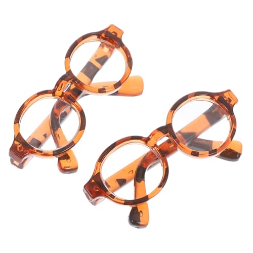 SOIMISS 2 Paare Puppe Mini-Brille Brille Für Puppe Puppenbrille Kostümzubehör Für Minipuppen Kleine Brille Puppen-mini-brillengestell Puppe Mini-brillenmodelle Plastik Leopard von SOIMISS