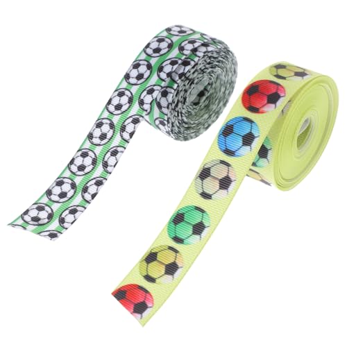 SOIMISS 2 Rollen Fußball Dekoband Satin Geschenkband Breit Lang für Geschenkverpackung Blumensträuße DIY Basteln Strapazierfähiges Stoffband Partydeko von SOIMISS