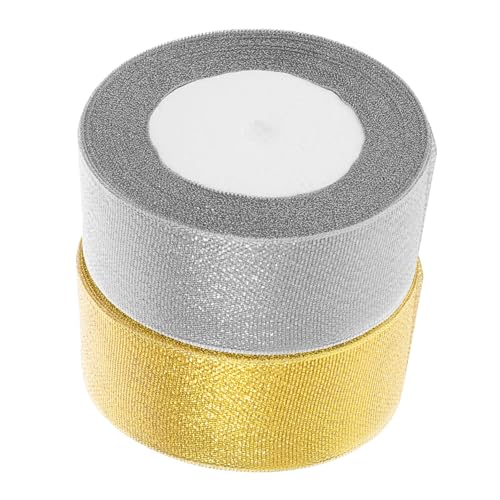SOIMISS 2 Rollen Glitzernde Metallic Dekobänder Gold Silber Party Geschenkband Bastelband für Candy Wrapping DIY Schleifen Hochzeit Weihnachten von SOIMISS