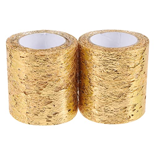 SOIMISS 2 Rollen Goldene Tüllrolle Glitzerndes Netzstoff für Bastelprojekte und Blumenverpackungen für Hochzeiten Geburtstagsfeiern und Feiertage von SOIMISS