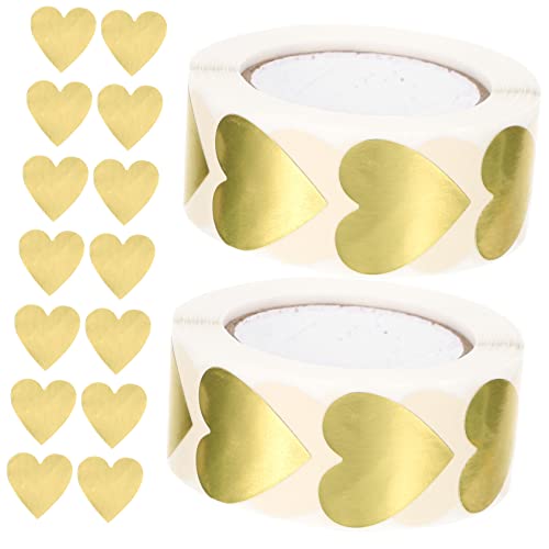 SOIMISS 2 Rollen Herzförmige Aufkleber Goldene Selbstklebende Etiketten für Hochzeiten Backverpackungen und Bastelprojekte Aufkleber pro Rolle Verzieren von Einladungen und Geschenken SOIMISS 2 Rollen Herzförmige Aufkleber Goldene Selbstklebende Etiketten für Hochzeiten Backverpackungen und Bastelprojekte Aufkleber pro Rolle Verzieren von Einladungen und Geschenken von SOIMISS