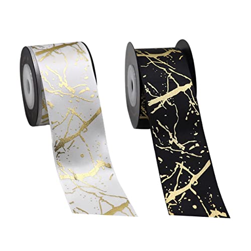 SOIMISS 2 Rollen Hochwertiges Polyester Geschenkband mit Goldprägung Breit Yards für Geschenkverpackung Blumenarrangements und DIY Projekte von SOIMISS