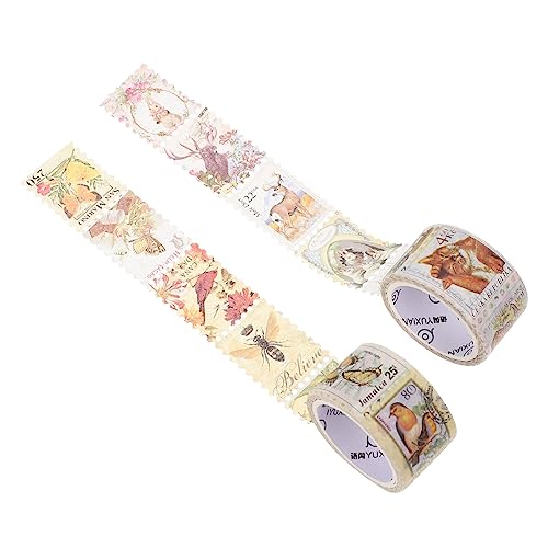 SOIMISS 2 Rollen Retro Washi Tape Vintage Stamp Klebeband für Scrapbooking und DIY Dekoration Selbstklebend für Notizbücher Kalender und Kreative Projekte von SOIMISS