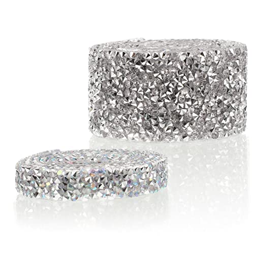 SOIMISS 2 Rollen Selbstklebendes Strassband Silber und Ab Farben Flexible Wasserstrahl Dekobänder Breit zum Basteln Aufnähen und Verzieren von Kleidung und Accessoires von SOIMISS