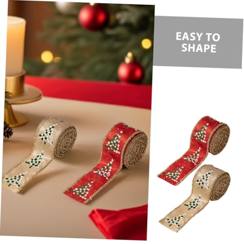 SOIMISS 2 Rollen Weihnachts-drahtband Rot Khaki Festliches Dekorationsband mit Drahtkante für DIY Kränze Schleifen Geschenkverpackung Vielseitig Formbar für Weihnachtsbastelei SOIMISS 2 Rollen Weihnachts-drahtband Rot Khaki Festliches Dekorationsband mit Drahtkante für DIY Kränze Schleifen Geschenkverpackung Vielseitig Formbar für Weihnachtsbastelei von SOIMISS