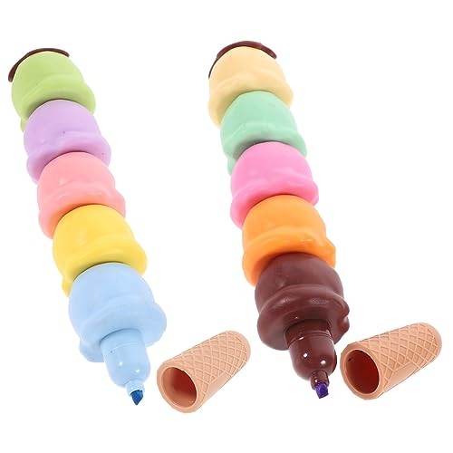 SOIMISS 2 Sätze Eiscreme Förmige Scrapbook Marker Multifunktionale Markierstifte Macaron und Schokoladenfarbe für Kreative Bastelprojekte Schule und Bürobedarf von SOIMISS
