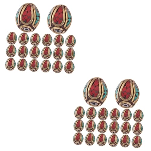 SOIMISS 2 Sätze Nepal Handgefertigte Buddha Spacer Perlen Messing Perlen Mit Loch Für Diy Schmuckherstellung Türkis Design Für Armbänder Und 20 Stück * 2 von SOIMISS