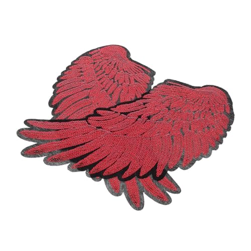 SOIMISS 2 Stück Angel Flügel Pailletten Bügelflicken Mittelgroß Rot Bestickte Applikationen zum Aufbügeln und Aufnähen DIY Kostüm für Kleidung Pullover Kissen Einfach Anzubringen von SOIMISS