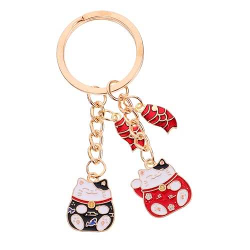 SOIMISS 2 Stück Glückskatzen-schlüsselanhänger, Japanische Maneki-neko-glückskatzen-anhänger, Glücks-schlüsselanhänger, Taschenanhänger, Anhänger Für Handtasche, Geldbörse, Autoschlüssel von SOIMISS