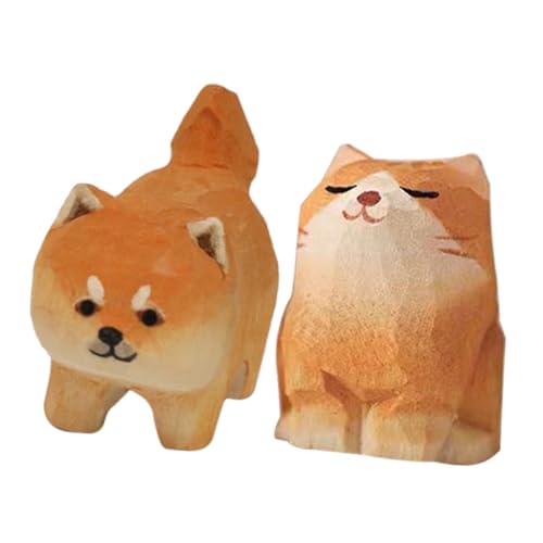 SOIMISS 2 Stück Handgeschnitzte Holzfiguren Katze und Hund Miniatur Holzornamente Tischdeko Geschenk für Katzenliebhaber und Tierfreunde Rustikaler Stil Praktische Tier skulpturen für SOIMISS 2 Stück Handgeschnitzte Holzfiguren Katze und Hund Miniatur Holzornamente Tischdeko Geschenk für Katzenliebhaber und Tierfreunde Rustikaler Stil Praktische Tier skulpturen für von SOIMISS