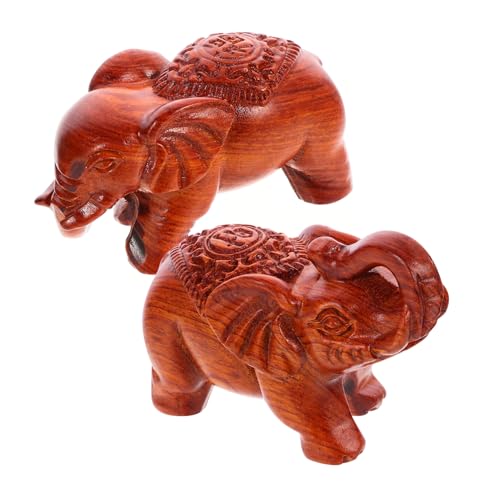 SOIMISS 2 Stück Holzfigur Elefant Kleine Handgeschnitzte Skulptur Wohnkultur Tischdeko Büro Regal Schmuck von SOIMISS
