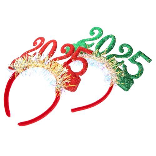 SOIMISS 2 Stück Neujahrs Haarreif mit Glitzer Flexibler Party Kopfschmuck für Damen Vielseitiges Stirnband für Silvester Geburtstag und Festliche Anlässe Grün und Rot von SOIMISS