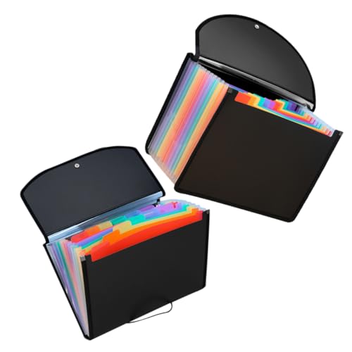 SOIMISS 2 Stück PVC Dokumentenordner Tragbare Aktenmappe mit Fächern für Büro Zuhause und Reisen Leicht und Platzsparend aus Strapazierfähigem Material von SOIMISS