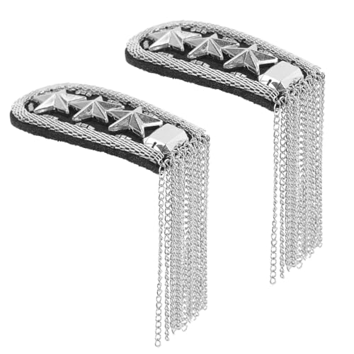 SOIMISS 2 Stück Punk Epauletten mit Quasten und Ketten Silberne Schulterdekoration Handgefertigter DIY Schmuck Modische Applikationen für Blazer Bühnenoutfits und Kostüme von SOIMISS