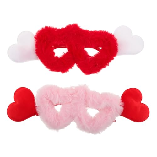 SOIMISS 2 Stück Retro Herzförmige Sonnenbrillen Plüsch Fuzzy Velvet Partybrille Kuschelig Weiche Fancy Dress Accessoire für Valentinstag Kostümfest Damen Herren von SOIMISS