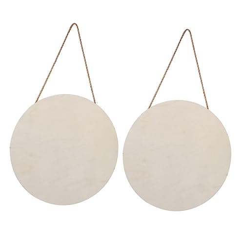SOIMISS 2 Stück Teiliges Blanko Holz Türschild Rund Naturfarben DIY Bastel Holzschild Hängend für Festival Party Hochzeit Deko Holzschild zum Beschriften und Aufhängen von SOIMISS