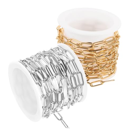 SOIMISS 2 Stück Teiliges Paperclip Ketten Gold und Stahlfarben DIY Schmuckketten für Halsketten Armbänder Vielseitig Bastelbar Langlebig SOIMISS 2 Stück Teiliges Paperclip Ketten Gold und Stahlfarben DIY Schmuckketten für Halsketten Armbänder Vielseitig Bastelbar Langlebig von SOIMISS