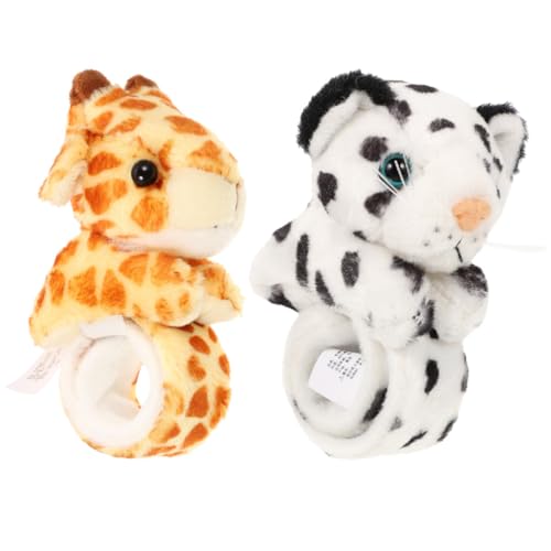 SOIMISS 2 Stück Teiliges Weiches Schnapparmband mit Plüsch Tiermotiven Giraffe und Schneeleopard Bequemes Kinderarmband Party Mitgebsel für Jungen und Mädchen von SOIMISS