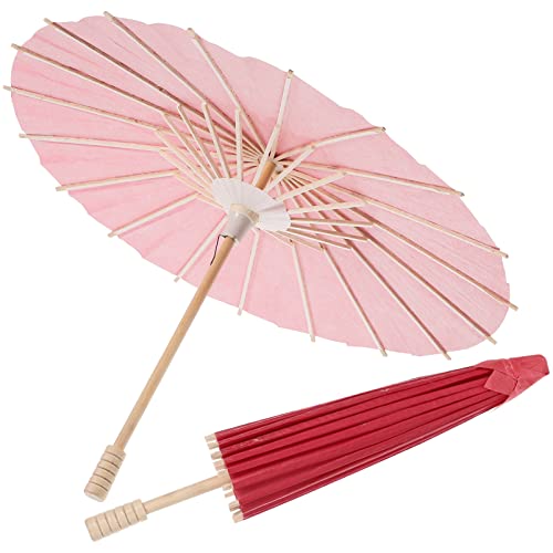 SOIMISS 2 Stücke Papier Regenschirm Rot Farbe Japanischer Chinesischer Sonnenschirm Papierschirm für DIY Malerei Tanz Fotografie Zubehör Hochzeit Party Dekoration Brautschmuck von SOIMISS
