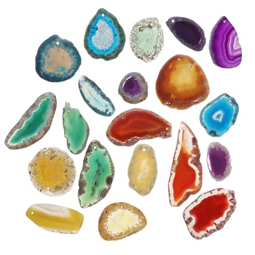 SOIMISS 20 Stück Farbenfrohe Achatscheiben achat stein scheiben Accessoire Schmuck Achat Untersetzer Blaues hochzeitsdeko natürliche Achatscheiben kleine Achatsteine von SOIMISS