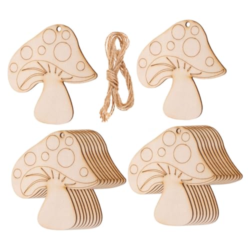 SOIMISS 20 Stück Holz Pilz Anhänger Naturholz Bastelmaterial für DIY Projekte für Hochzeit Kinderhandwerk Malen und Dekoration von SOIMISS