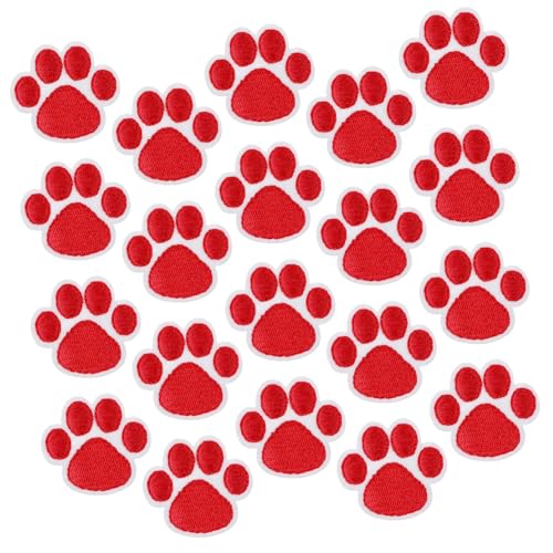 SOIMISS 20 Stück Klebe Stickerei Patch Applikationen Produkt Für Pfotenpflaster Patch Aufnähen Rucksack Gestickte Aufnäher Flecken Groß Patches Nähen Kleidung Rosa Pfotenabdrücke Stoff Rot von SOIMISS