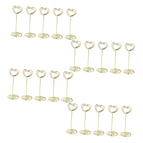 SOIMISS 20 Stück Kreative Kartenhalter Herzform Goldene Tischkartenständer für Hochzeiten Partys und Wiederverwendbare Memo Clips für Festliche von SOIMISS