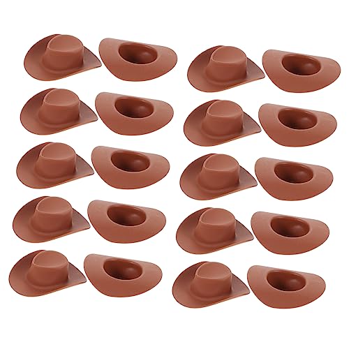 SOIMISS 20 Stück Mini-Cowboyhut für kinderspielzeug weihachtsdeko kinderknallzeug doll Accessories Kid Toys Miniaturhüte Plastikhut Plastikhüte Puppenhüte Brown von SOIMISS