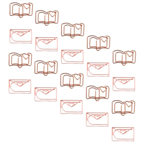 SOIMISS 20 Stück Teiliges Büroklammer in Buch und Umschlagform Roségoldfarbene Kleine Papierklammern für Dokumentenfixierung Langlebig und Vielseitig für Büro Schule und Zuhause von SOIMISS