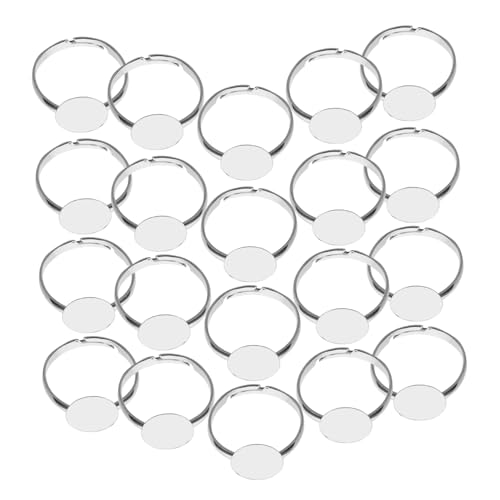 SOIMISS 20 Stück Teiliges Verstellbares Ringrohling aus Metall Runde Basis für Schmuckherstellung DIY Ringrohlinge für Steine Stabile Blanke Ringsockel für Kreative Bastelprojekte von SOIMISS