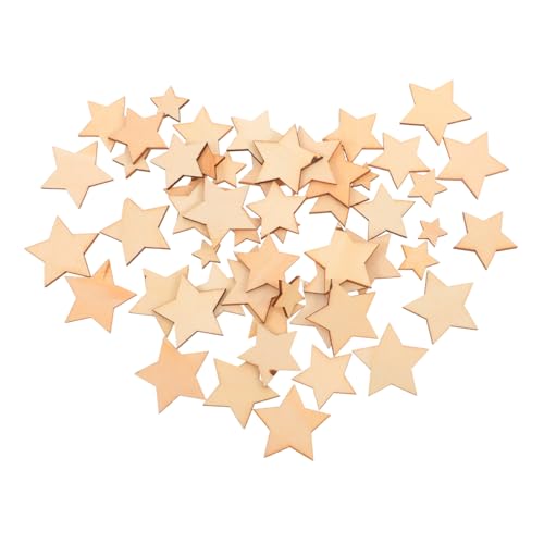 SOIMISS 200 Stück Holzsterne Mix Naturbelassene Diy Holzscheiben für Basteln Hochzeit Tischdeko Kinderhandwerk Vielseitige Sternverzierungen von SOIMISS