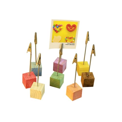 SOIMISS 24 Stück Teiliges Holz Tisch Memo Clips Halter mit Stabiler Basis für Notizen Fotos Karten Vielseitige Dekoration für Büro und Zuhause Gemischte Farben von SOIMISS