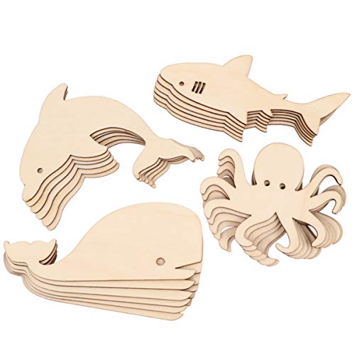 SOIMISS 24 Stück Teiliges Holzknöpfe mit Maritimen Tieren Dekorative Holzscheiben Octopus Wal Delfin für DIY Projekte und Tischdekoration von SOIMISS