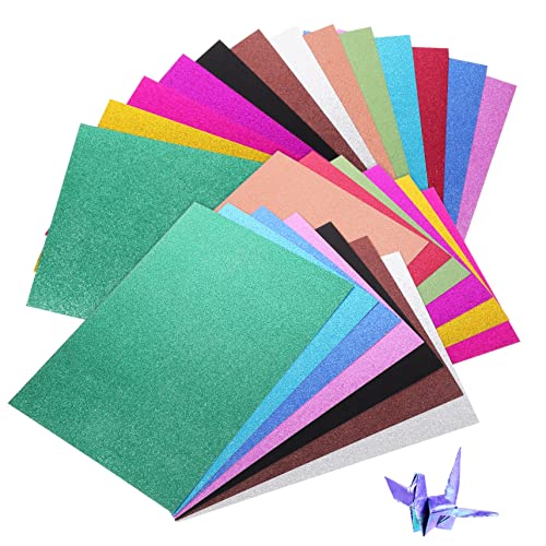 SOIMISS 26 Blatt Glitzerkarton Glänzendes Bastelpapier für Origami Grußkarten Geschenkverpackung Basteln Farbenfrohes Tonpapier DIY Zubehör von SOIMISS