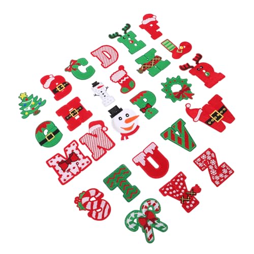 SOIMISS 26 Stück Diy Bestickte Buchstaben Applikationen Aufnäher zum Nähen für Jacken Jeans Hosen und Bastelprojekte zur Weihnachtszeit von SOIMISS