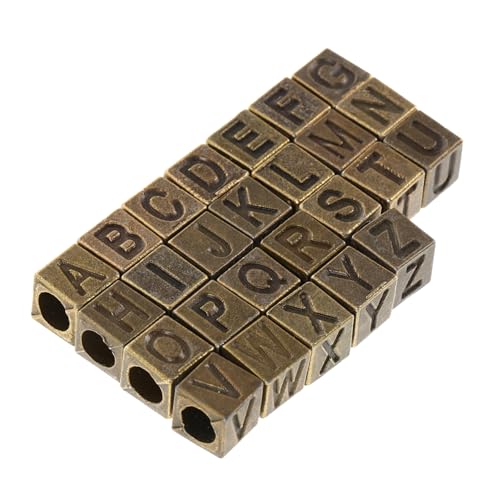 SOIMISS 26 Stück Retro -Brief Perlen quadratische Alphabetperlen Buchstaben Perlen Charme quadratische Buchstabenperlen Würfelbuchstabenperlen Lose Buchstabenperlen Zinklegierung Golden von SOIMISS