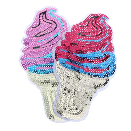 SOIMISS 2Stücke Eiscreme Patches mit Pailletten Dekorative Aufnäher zum Aufbügeln für Kleidung DIY Handwerks Patches für Shirts Taschen und Hüte Leicht und Langlebig von SOIMISS