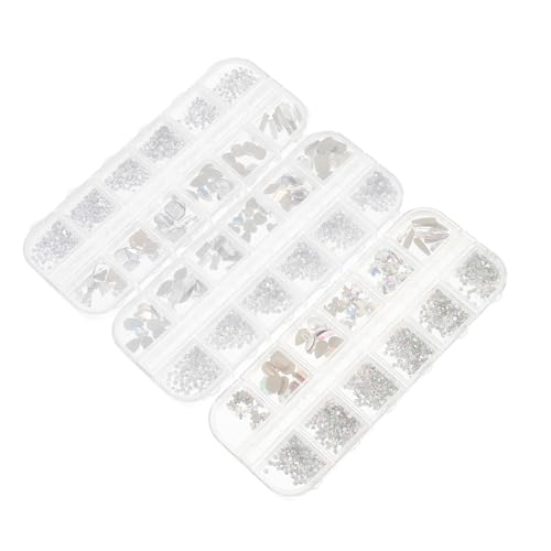 SOIMISS 3 Boxen Fächer Nagel Strasssteine Boxen Nail Rhinestone Charms Nagelkunst DIY Schmucksteine für Nägel Glitzersteine Nail Art Zubehör Vielseitig Tragbar von SOIMISS