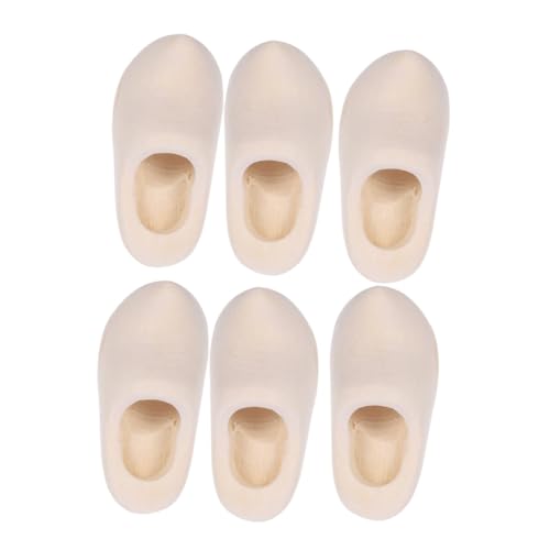 SOIMISS 3 Paare Zubehör Für Holzschuhmodelle Puppenschuhe Niederländisch Hütte Puppenhaus Dollhouse Decor Mini Holländische Holzschuhe Verstopft Schlüssel Unvollendet Winzig Beige Hölzern von SOIMISS