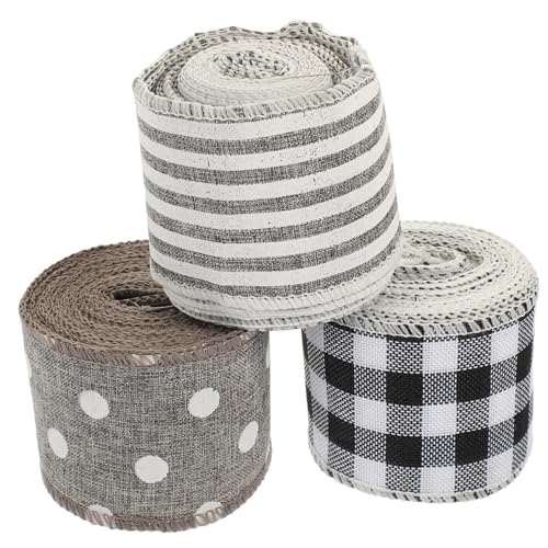 SOIMISS 3 Rollen Weihnachtsbänder Breit pro Rolle Juteband mit Streifen Punkten DIY Geschenkband Schleifenband für Weihnachtsdeko Festliche Verpackung und Bastelprojekte SOIMISS 3 Rollen Weihnachtsbänder Breit pro Rolle Juteband mit Streifen Punkten DIY Geschenkband Schleifenband für Weihnachtsdeko Festliche Verpackung und Bastelprojekte von SOIMISS