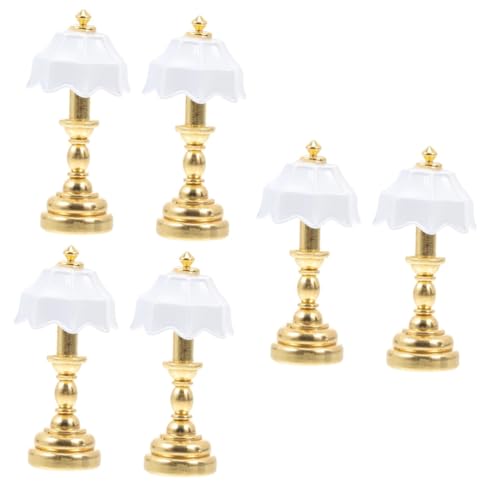 SOIMISS 3 Sätze Puppenstuben-tischlampe Puppenhaus Stehlampe Puppenhaus Stehleuchte Puppenhaus-miniaturlampe Winziges Puppenhaus Led-nachttischlampen Metall Golden 2 Stücke * 3 von SOIMISS