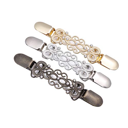SOIMISS 3 Stück Clip-Pullover aus Diamant-Legierung Kreative Cardigan Verbindung Schnallen Clip Halsband (Gold, Antik Silber und Bronze) von SOIMISS